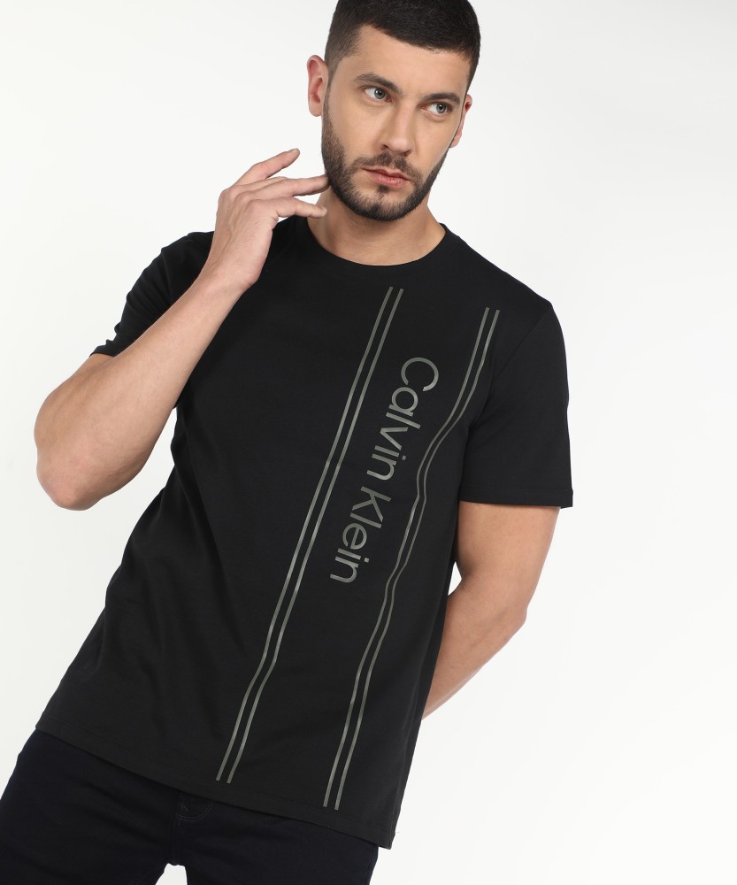 Calvin Klein Jeans Printed Men Round Neck Black T-Shirt - Buy