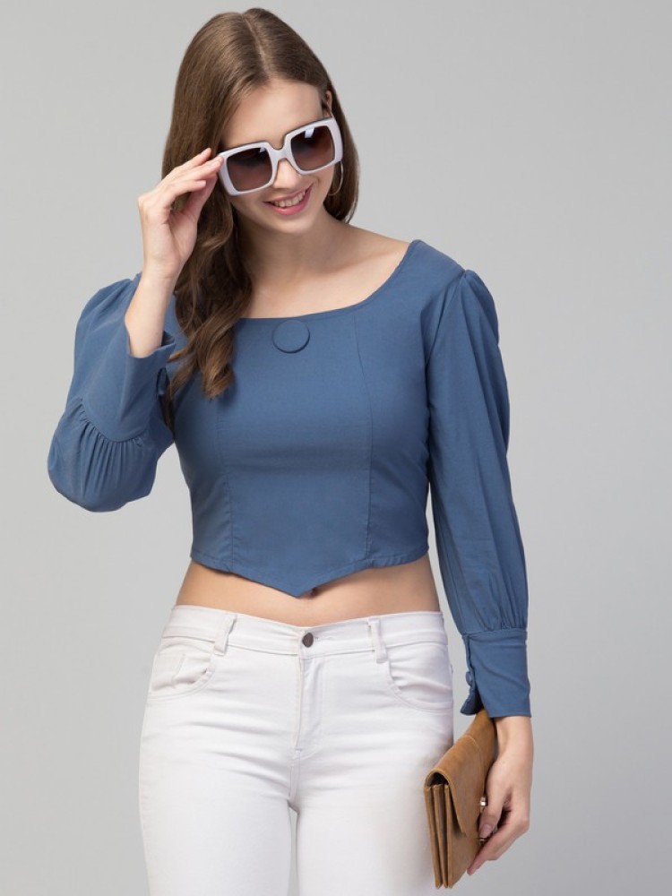 Saynur Fashion Casual Solid Women Light Blue Top - Buy Saynur Fashion  Casual Solid Women Light Blue Top Online at Best Prices in India