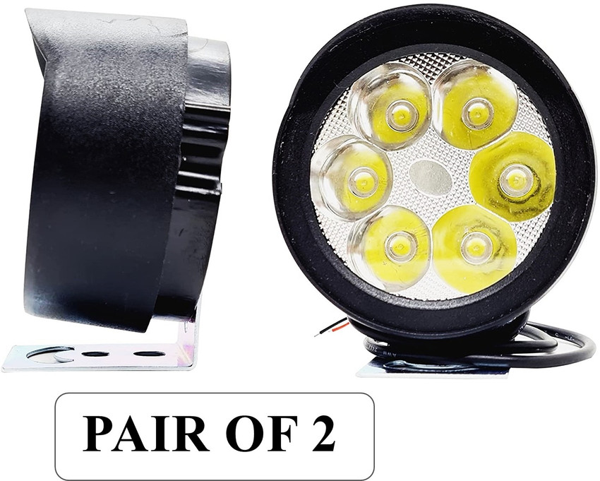 OBEROI S TRADERS 6 LED Round Cap Fog Lights Pair for Bikes and Cars High Power Heavy clamp Fog Lamp Motorbike Car Van LED 12 V 12 W