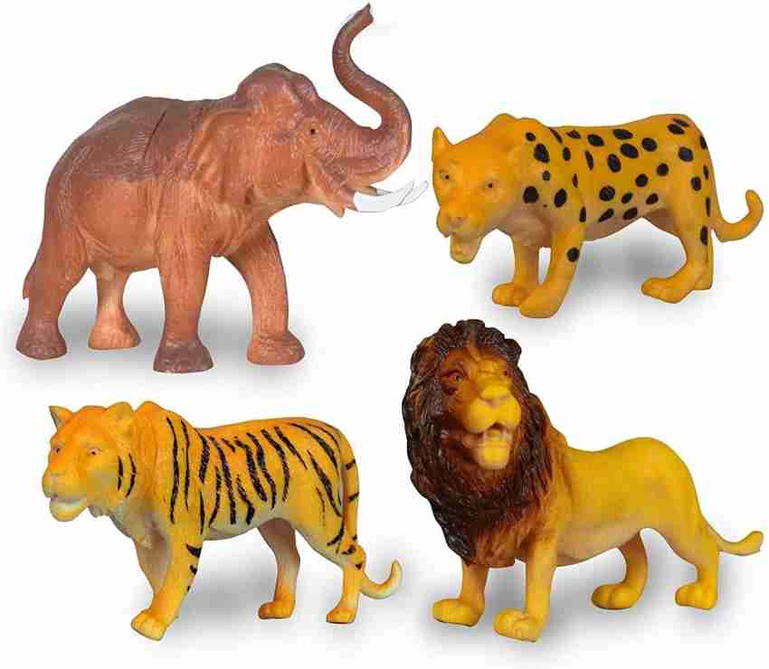 2 Pack Animal Figures Cheetah & Lion Toy Pretend Children Playset 
