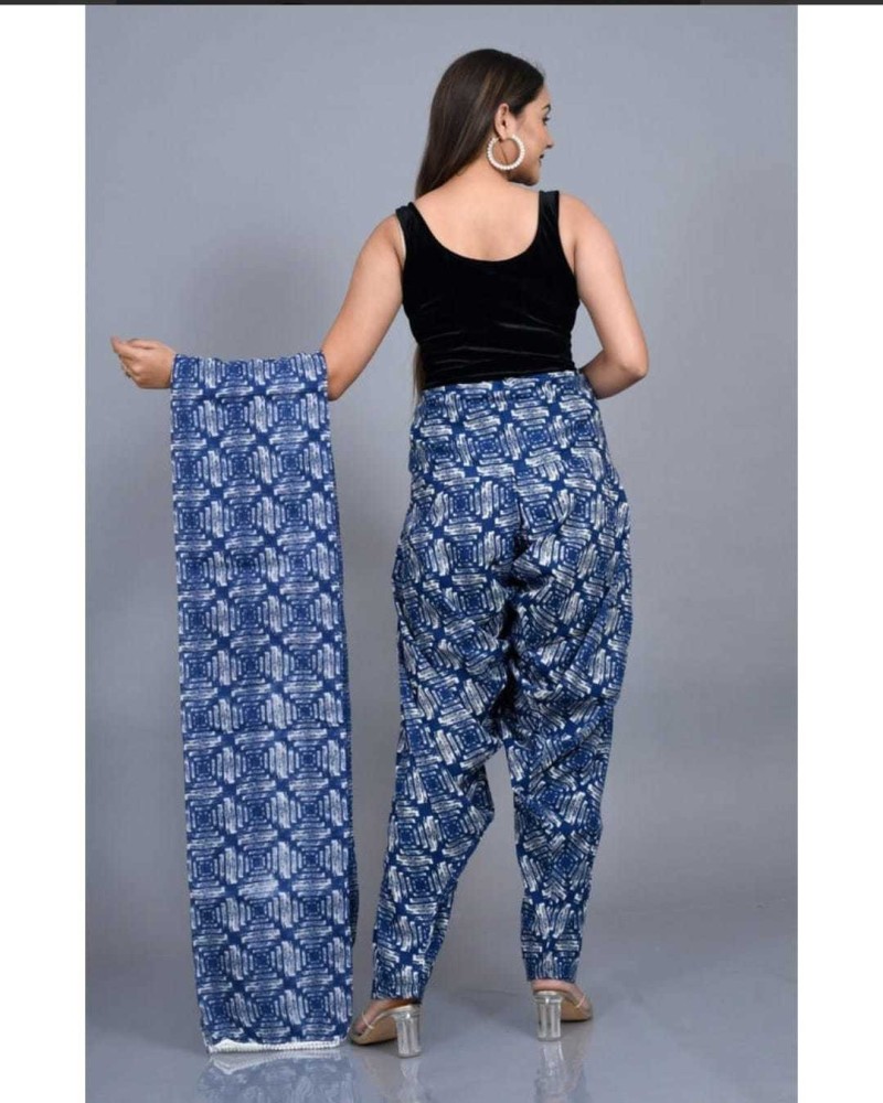 Yoga trousers - Harem trousers PATIALA Ladies, Blue-White Patterns