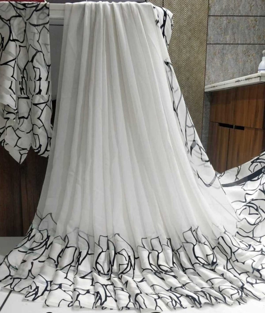 Buy Fancy Fab Self Design Arani Pattu Muslin Satin White Black Sarees Online Best Price In India Flipkart