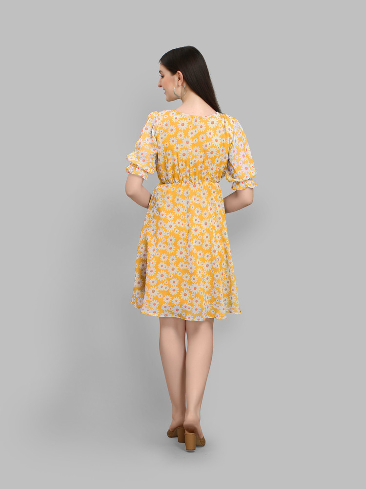 sajagata creation Women A line Yellow Dress Buy sajagata