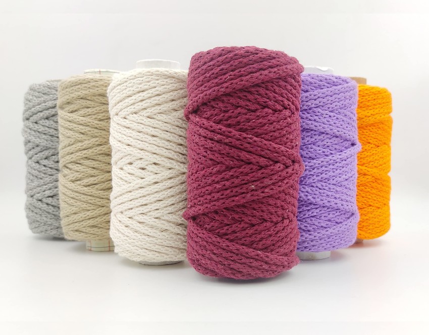 Ananta 3 Ply/Knitted Macrame Cotton Cord/Dori(3mm,20 Mtr)Thread