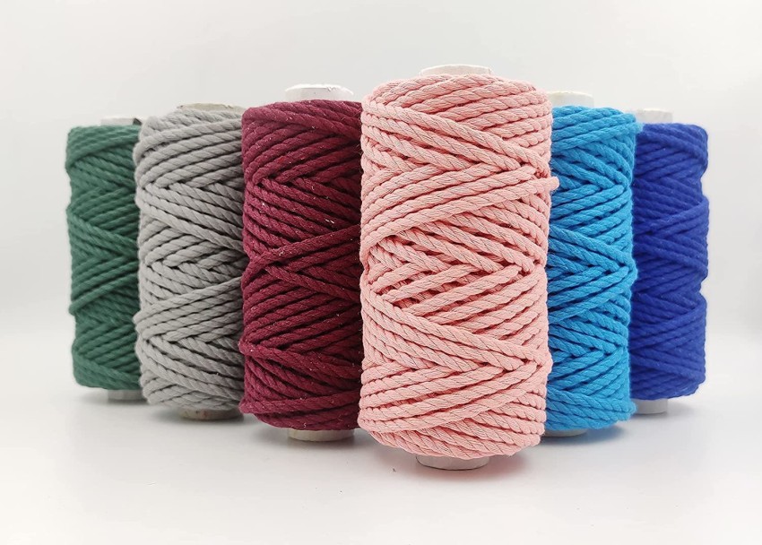 Bobbiny 3 Ply/Twisted Macrame Cotton Cord/Dori(4mm,20 Mtr)Thread for  Macrame Each Color. - 3 Ply/Twisted Macrame Cotton Cord/Dori(4mm,20  Mtr)Thread for Macrame Each Color. . shop for Bobbiny products in India.