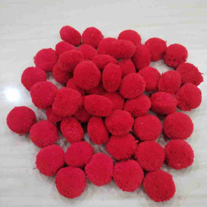 PUSHPA CREATION Round cotton balls red colour for Craft Jewelry Embroidery  Making Purpose Round Shape - 50 cotton balls - Round cotton balls red  colour for Craft Jewelry Embroidery Making Purpose Round