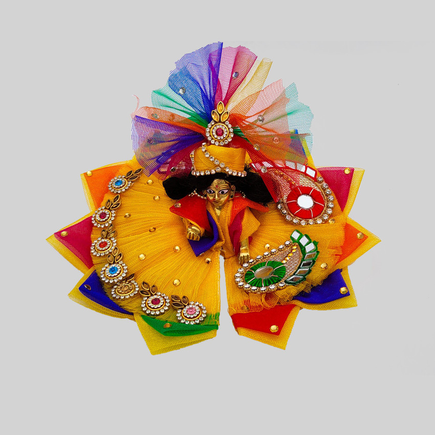 KRISHFEB Kanha Laddu Gopal Dress With Mukut Yellow Size 03 Silk Dress Price in India Buy KRISHFEB Kanha Laddu Gopal Dress With Mukut Yellow Size 03 Silk Dress online at Flipkart