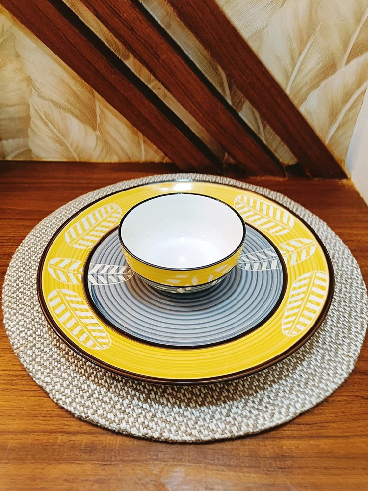 caffeine Ceramic Handmade Yellow and Grey Leaf Combo Dinner Set Set of 2 Dinner Set Price in India Buy caffeine Ceramic Handmade Yellow and Grey Leaf Combo Dinner Set Set of