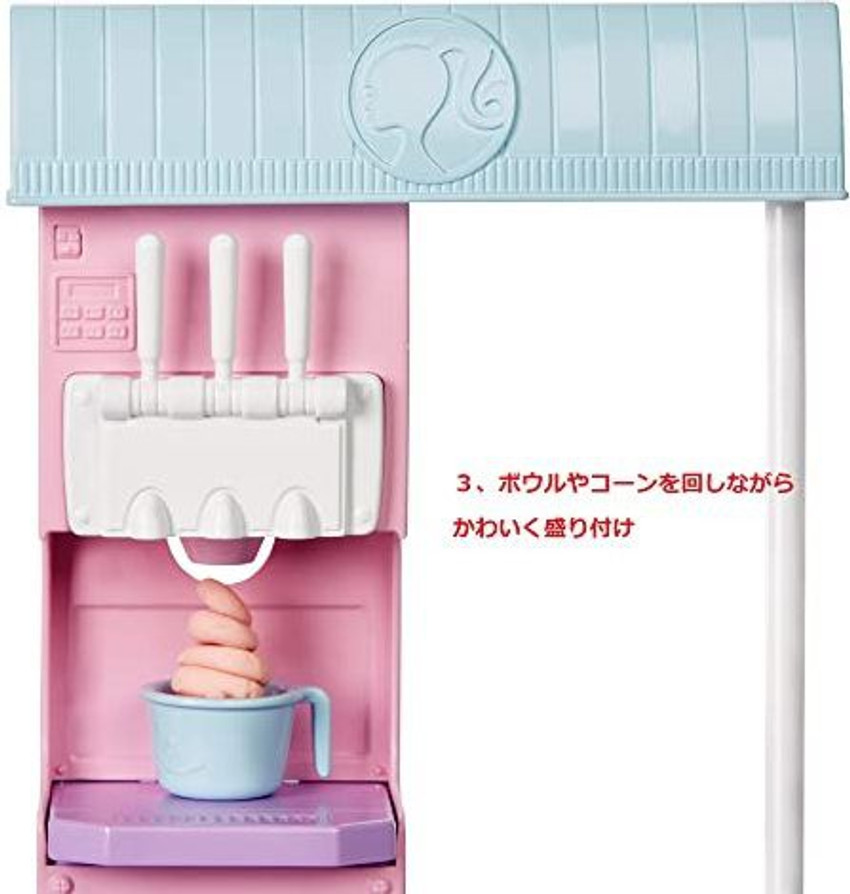 BARBIE Ice Cream Shop Playset Blonde Doll 2 Dough Containers 2