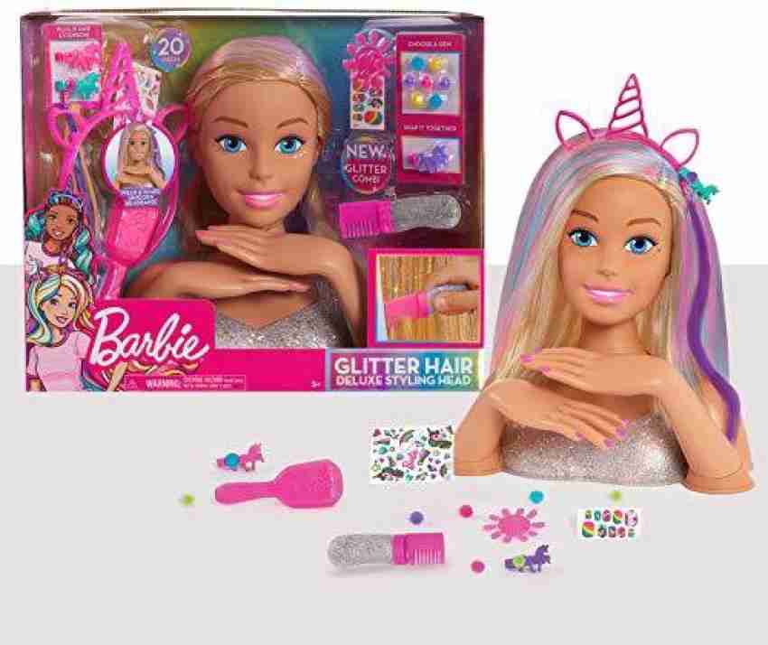 Barbie Fashionistas 8-Inch Styling Head, Dark Brown, 20 Pieces Include Styling Accessories, Hair Styling for Kids, by Just Play