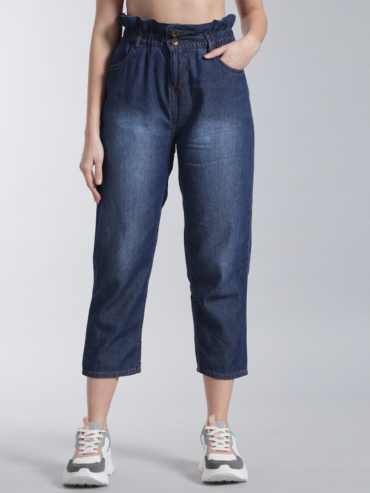 SASSAFRAS Women Blue Pure Cotton Jogger High-Rise Non-Stretchable Clean  Look Jeans
