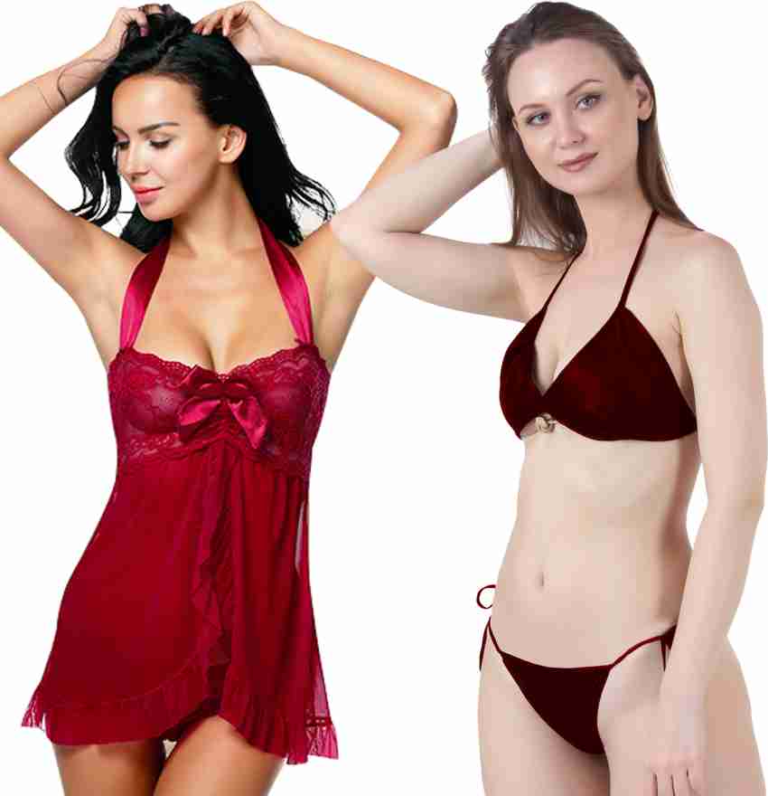 Buy Fihana Stylish Solid Women Lingerie Set for Every Purpose, Combo of  Three Bra Panty Set, Girls Non-Padded Bra and Panty, Cotton Lingerie Set  for Daily use. Online In India At Discounted