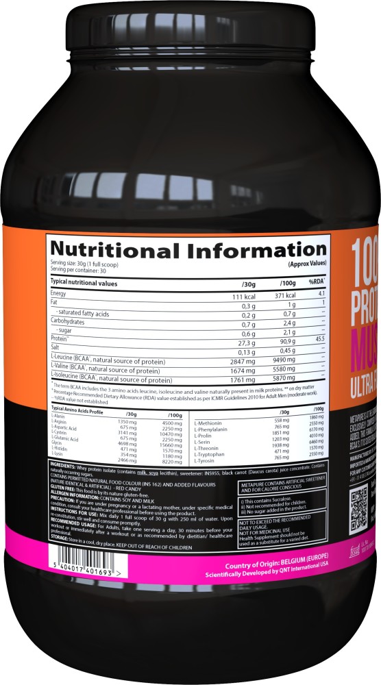 QNT Metapure Zero Carb Protein  100% Pure Whey Isolate Powder