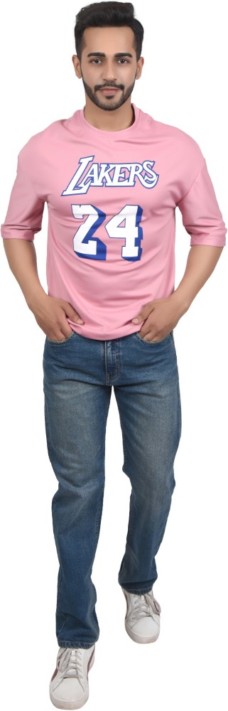 Lakers Printed Men Round Neck Pink T-Shirt - Buy Lakers Printed Men Round  Neck Pink T-Shirt Online at Best Prices in India