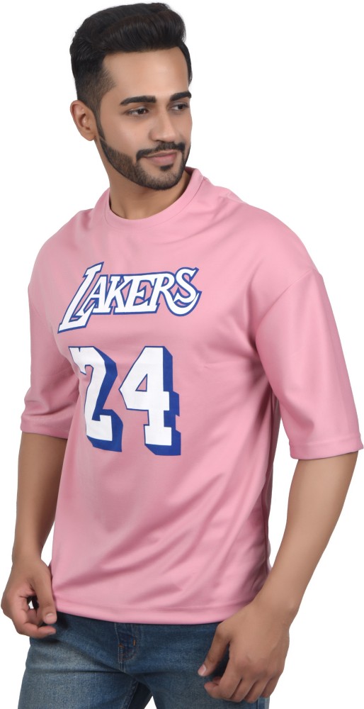 Lakers Printed Men Round Neck Pink T-Shirt - Buy Lakers Printed