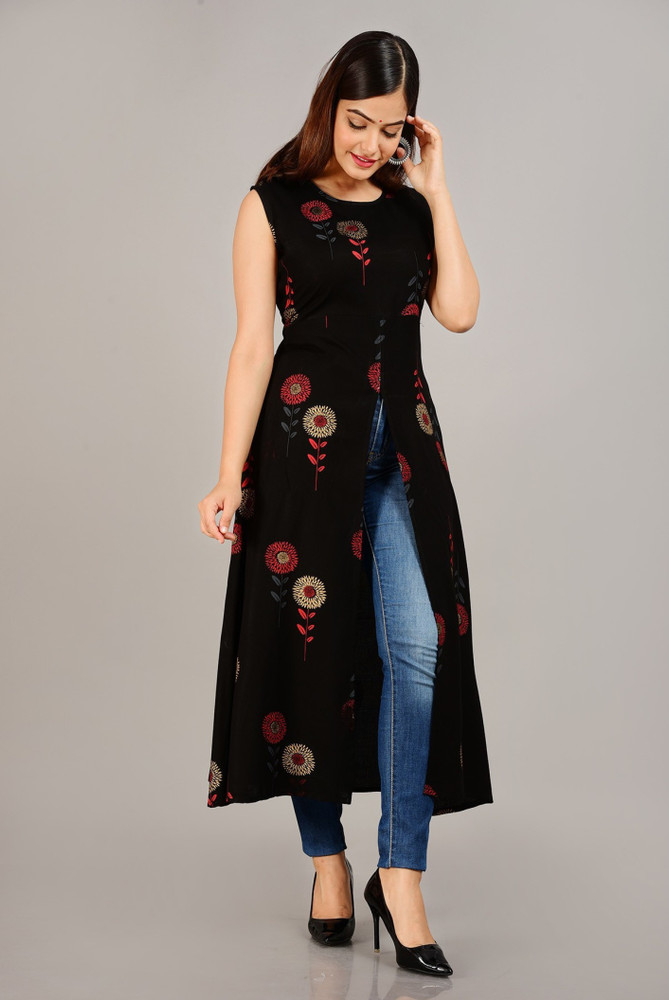 Maxi kurti with jeans top