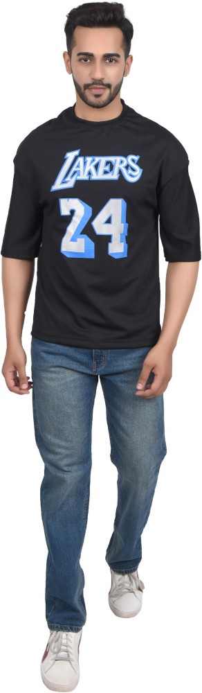Lakers Colorblock Men Round Neck Black T-Shirt - Buy Lakers Colorblock Men  Round Neck Black T-Shirt Online at Best Prices in India