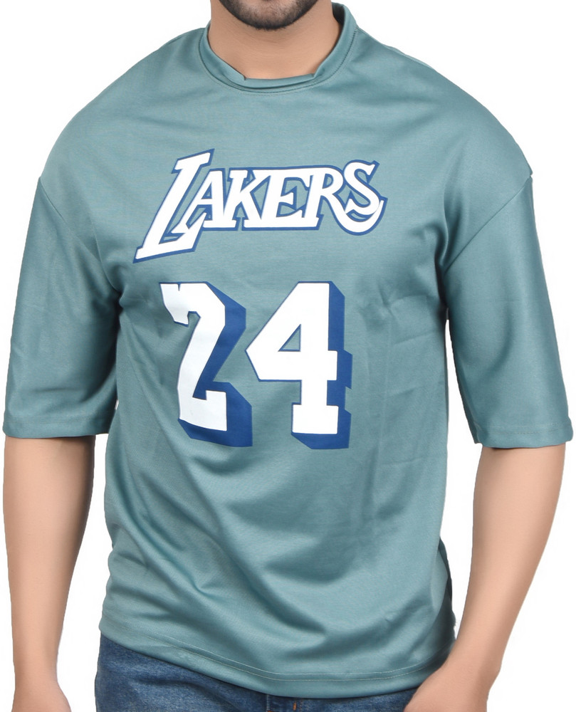 Lakers Colorblock Men Round Neck Light Green T-Shirt - Buy Lakers