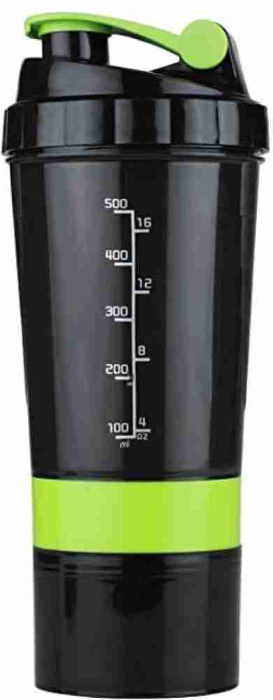 COOL INDIANS SHAKER BOTTLE FOR GYMBPA-FREE AND 100% LEAK-PROOF PROTEIN  SHAKER BOTTLE WITH 2 EXTRA STORAGE COMPARTMENT (500ML SHAKER) (BLACK) 