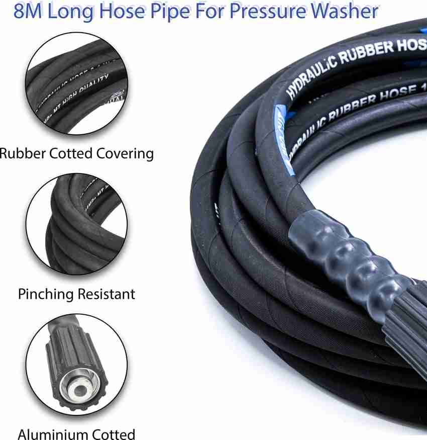JPT Pressure Washer Hose Pipe 8 Meter Upto 2500 PSI Black Molded