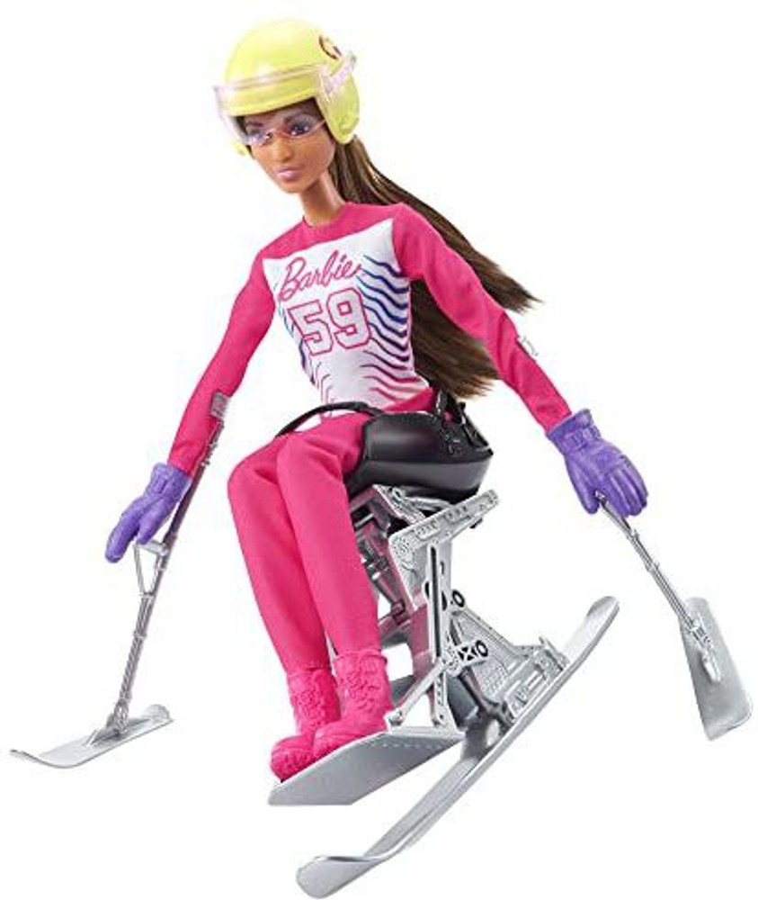 BARBIE Winter Sports para Alpine Skier Brunette Doll Pants Helmet