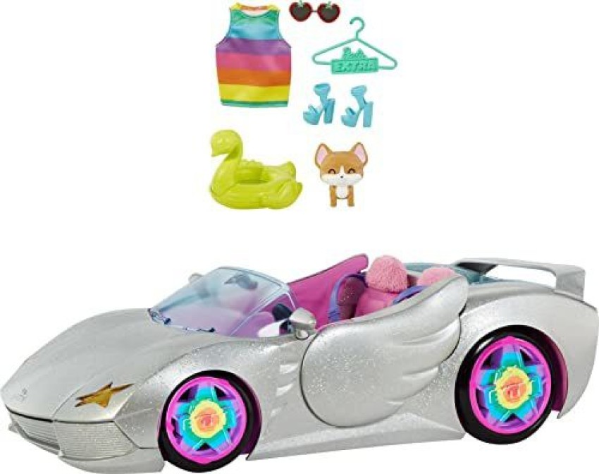 BARBIE Extra Vehicle Sparkly Silver 2 Seater Car Rolling Wheels