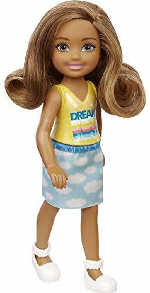 BARBIE Chelsea Doll Wearing Skirt with Cloud Print and White Shoes