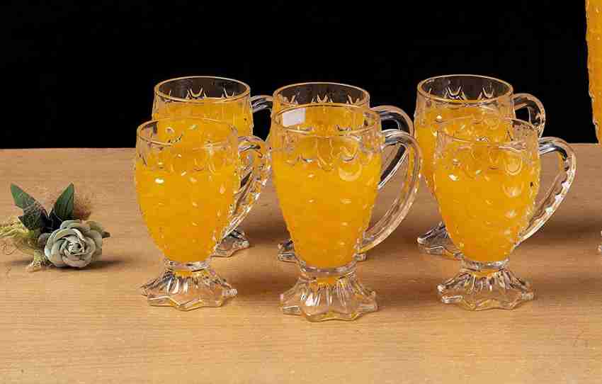 baluda Pack of 6 Glass Pineapple Shaped Juice Glasses, Drinking Glass Set,  Crystal Clear, Fancy Glass with Handle for Drinking Water, Juice, Cold  Drink, Whiskey, Wine, Liquor Price in India - Buy