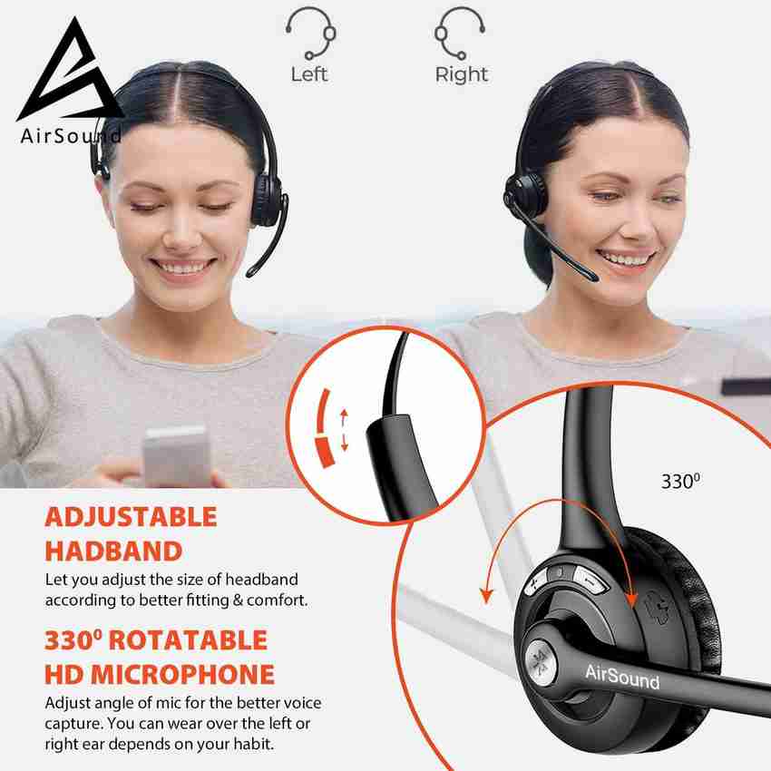 AirSound Pro Bluetooth V5.0 Wireless Headset Flexible Microphone