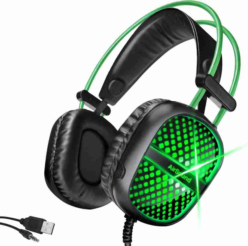 AirSound Gaming Over Ear Headset Headphone Neon LED Lights Bass