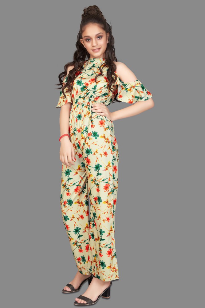 Girls on sale floral jumpsuit