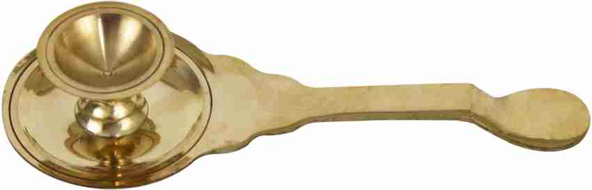 Brass Pooja Set of 9 Pcs Plate Bell Incense Holder Panchamrat Glass Spoon  Dhoop Burner Camphor Holder Kalash Diya -  Israel