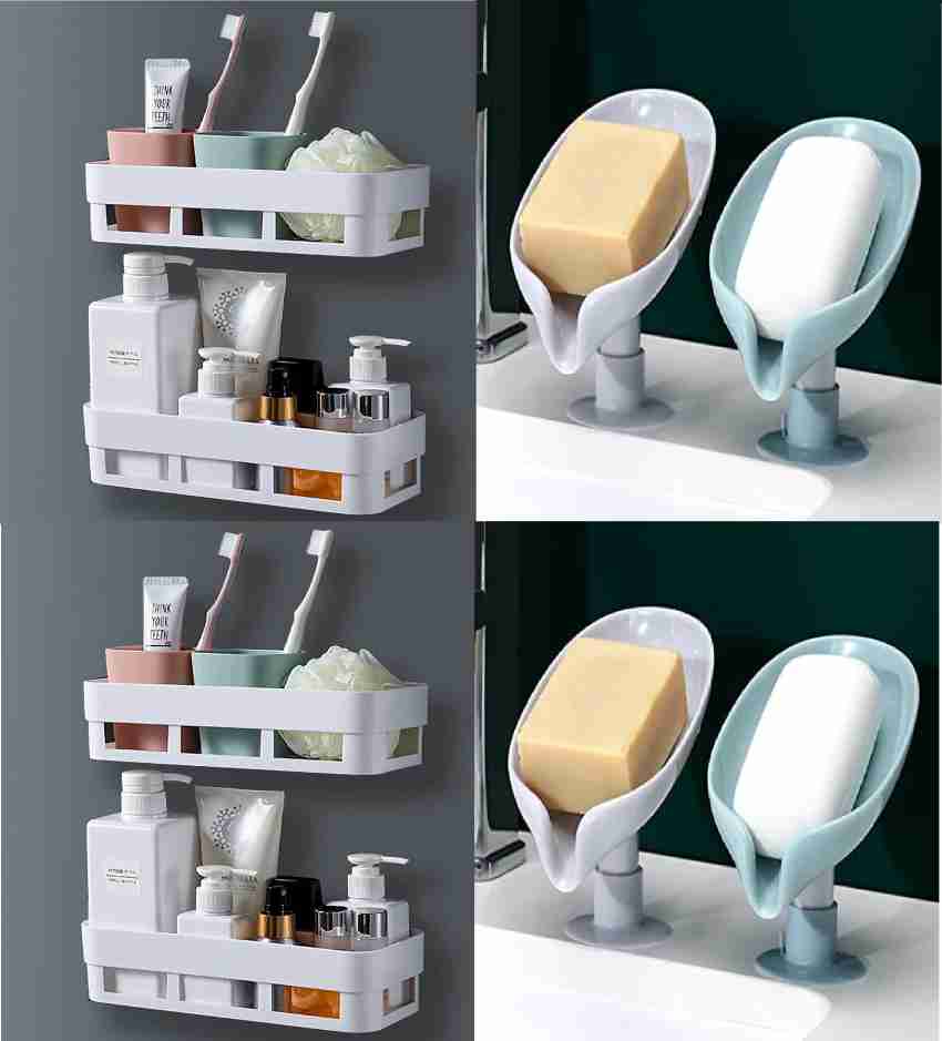 QXORE 8 ( 4 Kitchen Bathroom Rack With 4 Soap Holder Soap Dishes