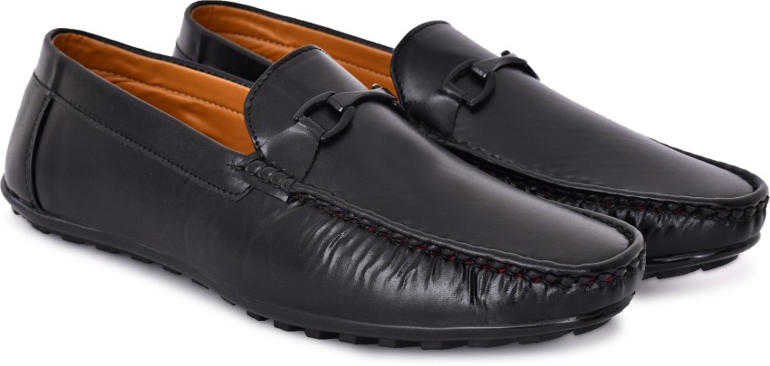 Bamsy Black Leather desighn casual loafer shoes for men 9 UK