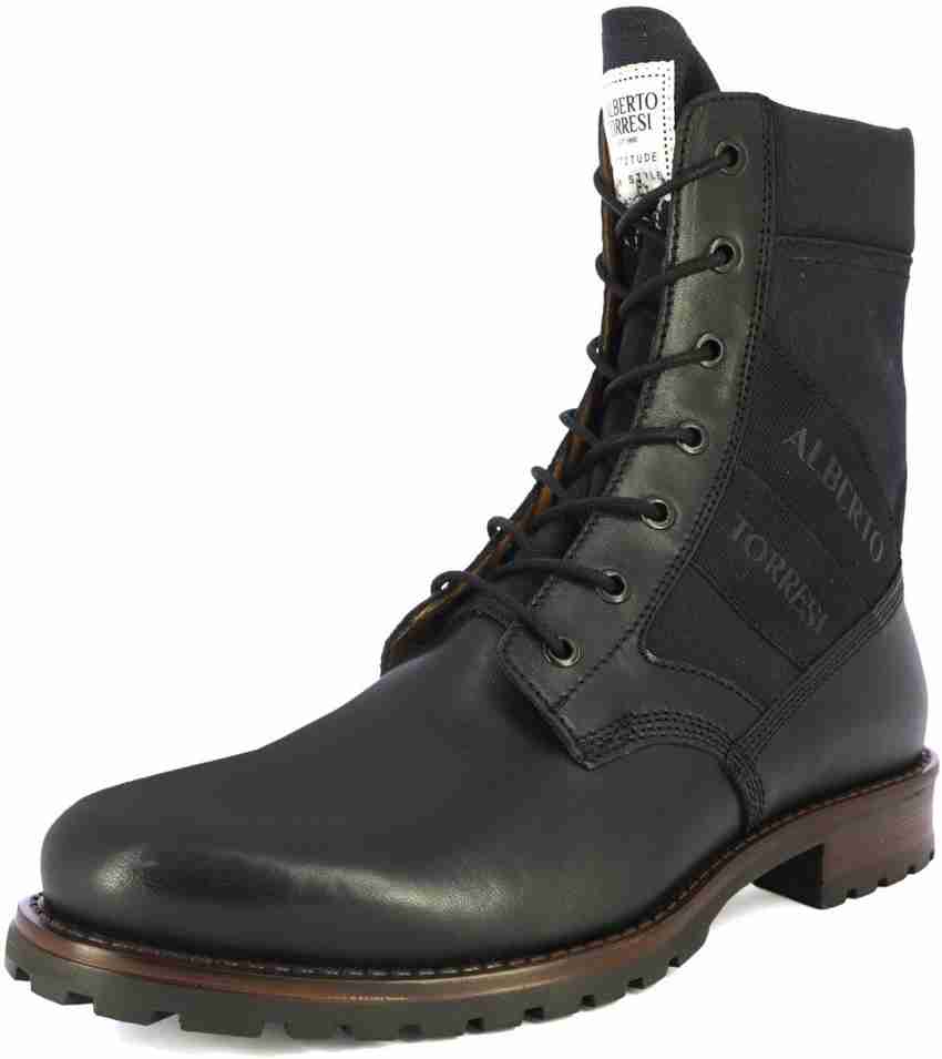 ALBERTO TORRESI BLACK LEATHER LACE UP BOOTS High Tops For Men Buy ALBERTO TORRESI BLACK LEATHER LACE UP BOOTS High Tops For Men Online at Best Price Shop Online for