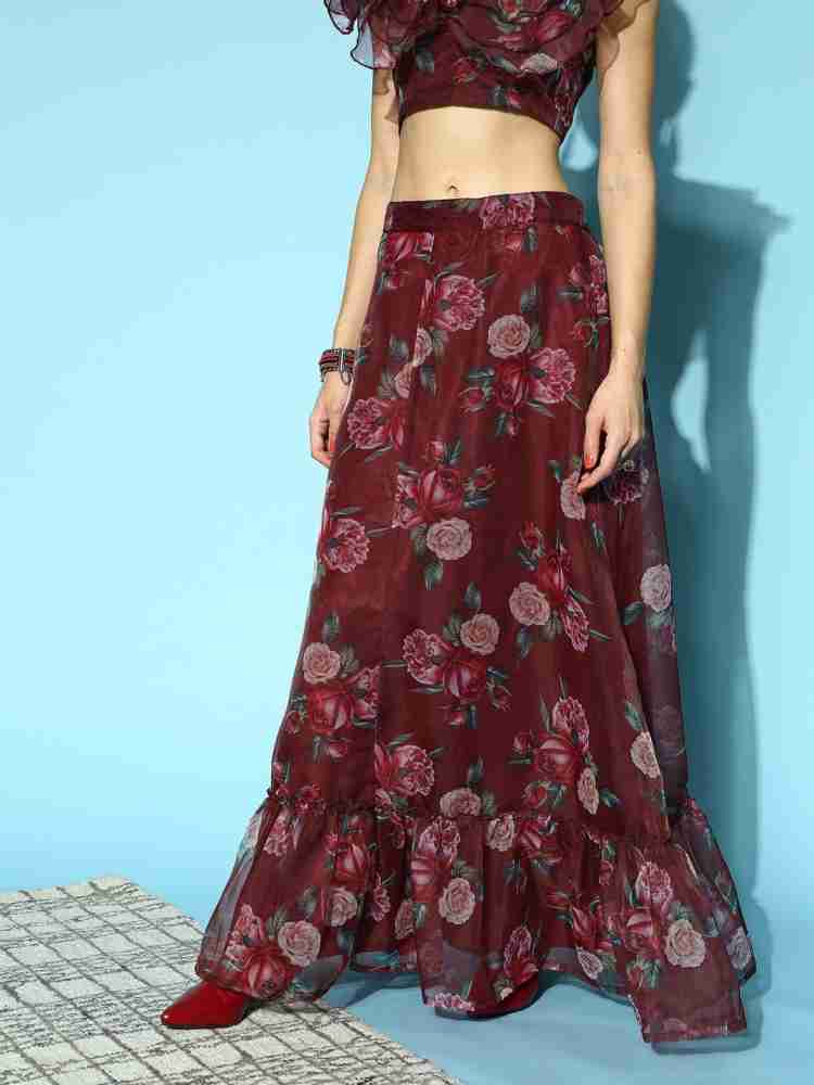 Shae by SASSAFRAS Floral Print Women A line Maroon Skirt Buy Shae by SASSAFRAS Floral Print Women A line Maroon Skirt Online at Best Prices in India Flipkart