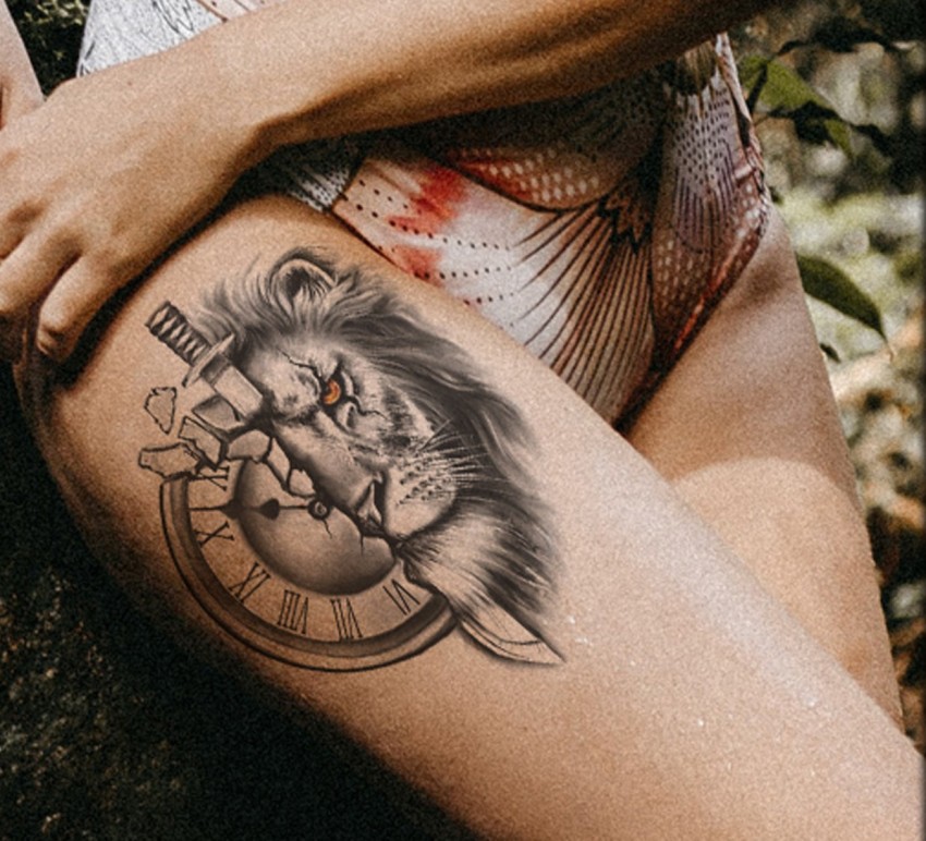 Black Lion Compass Temporary Tattoos For Men Adult Women Cross Wings Crown  Rose Flower Fake Tattoo Waterproof Half Sleeve Tatoos  Temporary Tattoos   AliExpress