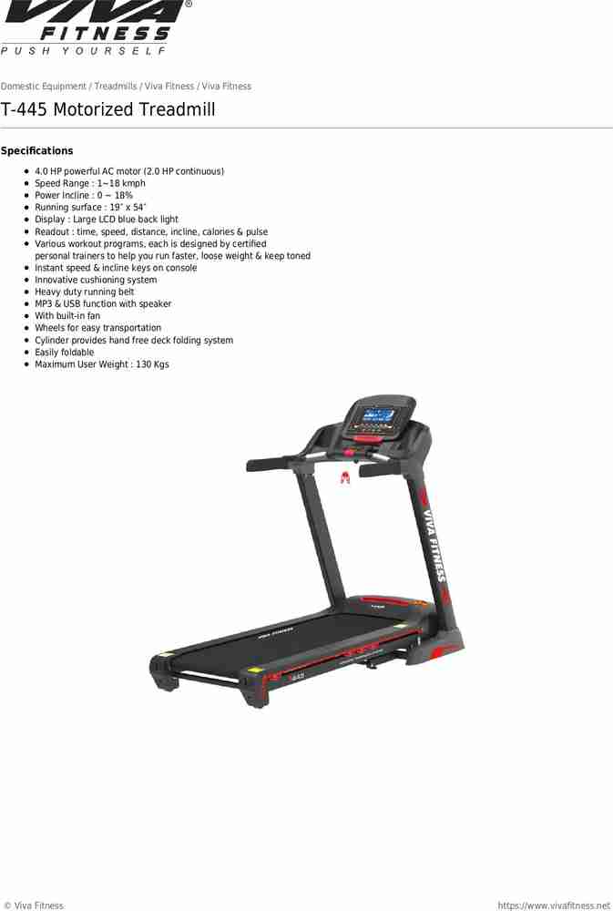 Viva sales treadmill price