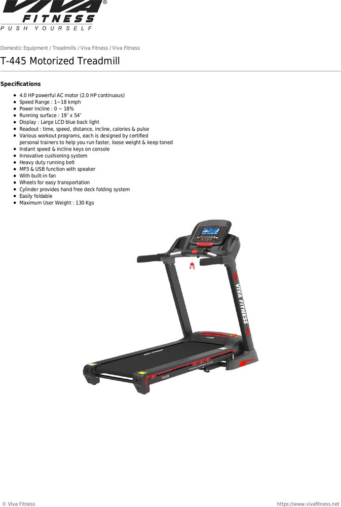Viva treadmill t best sale 406