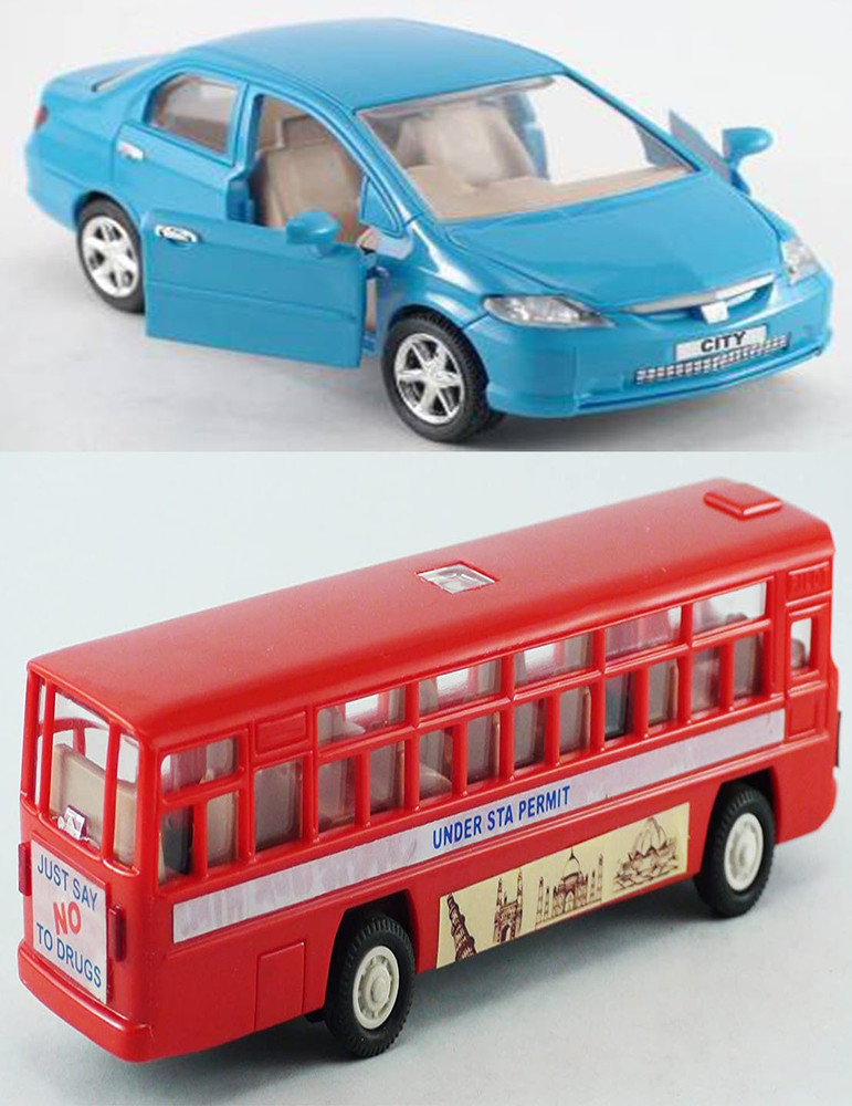 centy Honda City Car And Bus Combo Pack of 2 Multicolor Honda