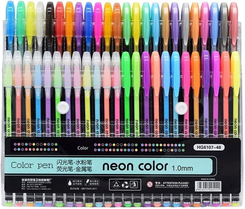48 Colors Set Gel Pens Art Books Markers Glitter Neon Metallic Pens For  artists