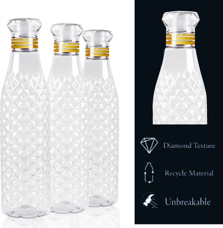 Crystal Clear Water Bottle for Fridge ,Unbreakable ,1000 ml Bottle (Pack of  3)