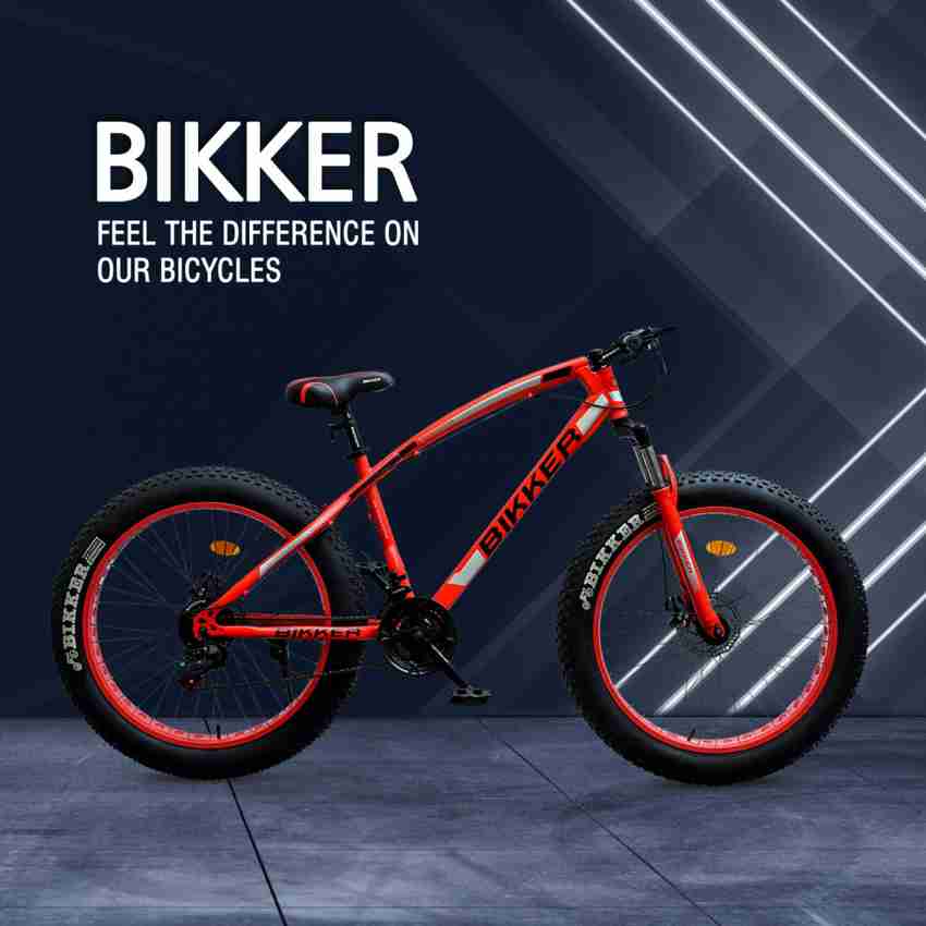 BIKKER Fat Tyre Cycle for Men with Dual Disc Brake Front Suspension 26 T Fat Tyre Cycle Price in India Buy BIKKER Fat Tyre Cycle for Men with Dual Disc Brake