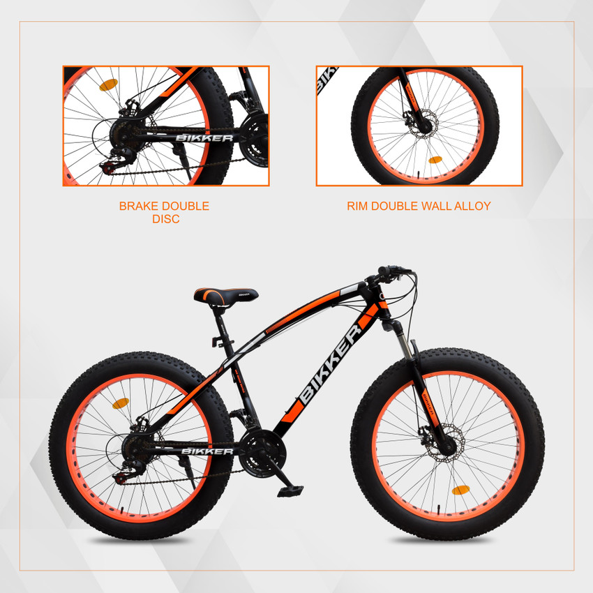 BIKKER Fat Tyre Cycle for Men with Dual Disc Brake Front Suspension 26 T Fat Tyre Cycle Price in India Buy BIKKER Fat Tyre Cycle for Men with Dual Disc Brake