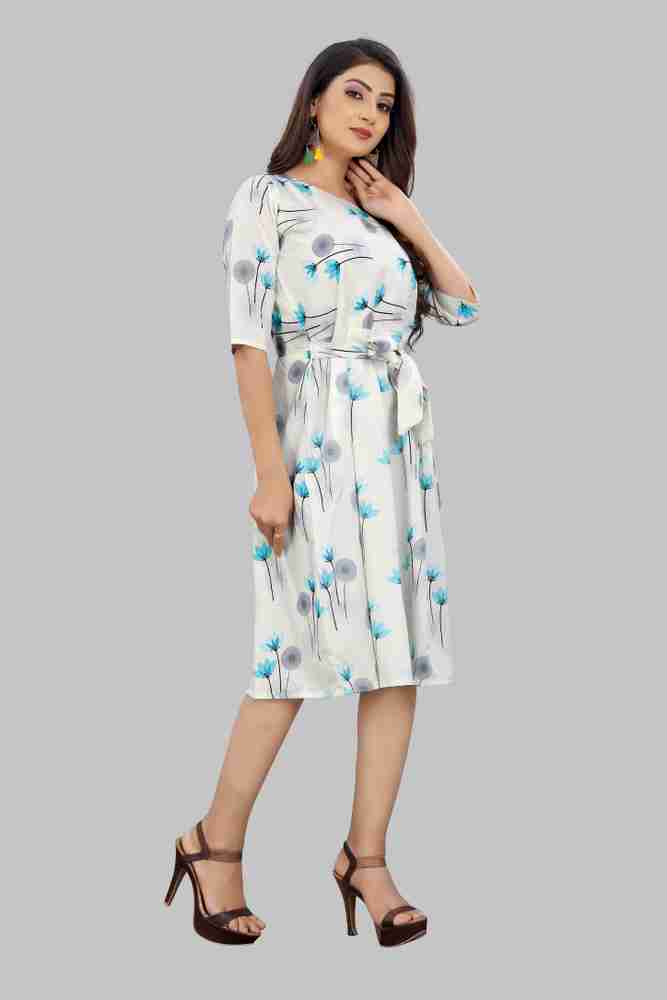maruti fab Women Fit and Flare White Dress Buy maruti fab Women