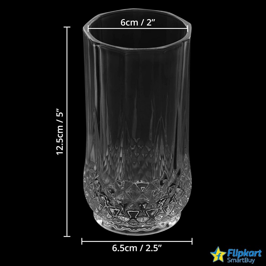 KVA (Pack of 6) Drinking Glasses Set of 6- 12.5 CM Highball Glasses Crystal  Glass Tumblers for Water, Juice, Beer, Wine, Cocktails, Whiskey Glass Set  Whisky Glass Price in India - Buy