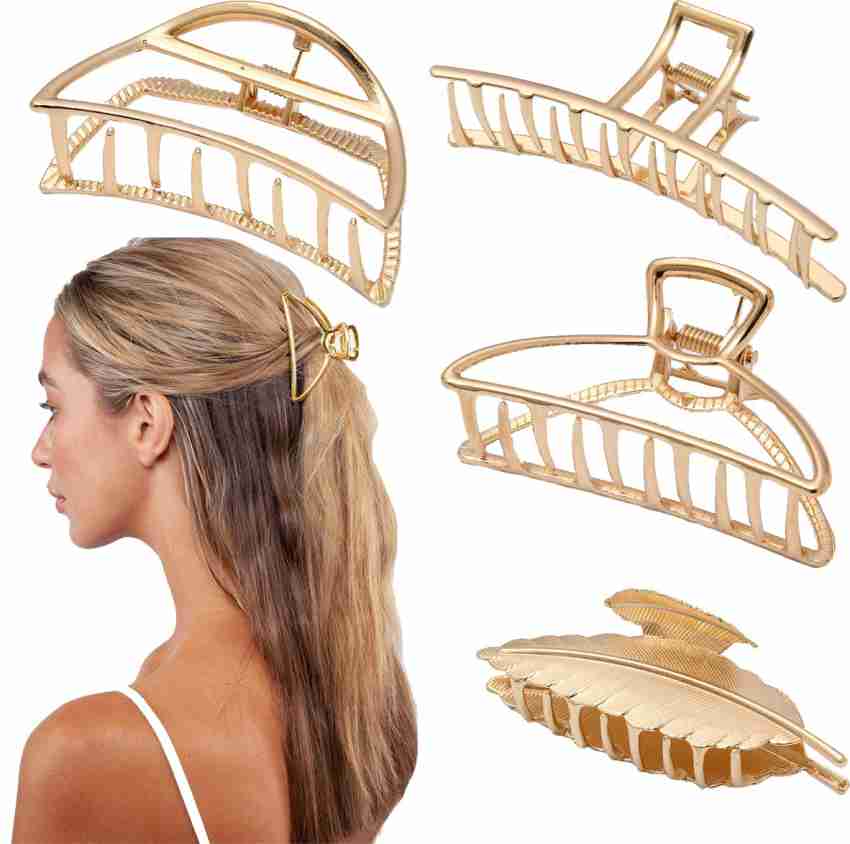 Buy HH&LL Hair Clips, 2pcs Large Metal Hair Claw Barrette Clamp Jaw for  Women (Black+Silver) Online at desertcartINDIA