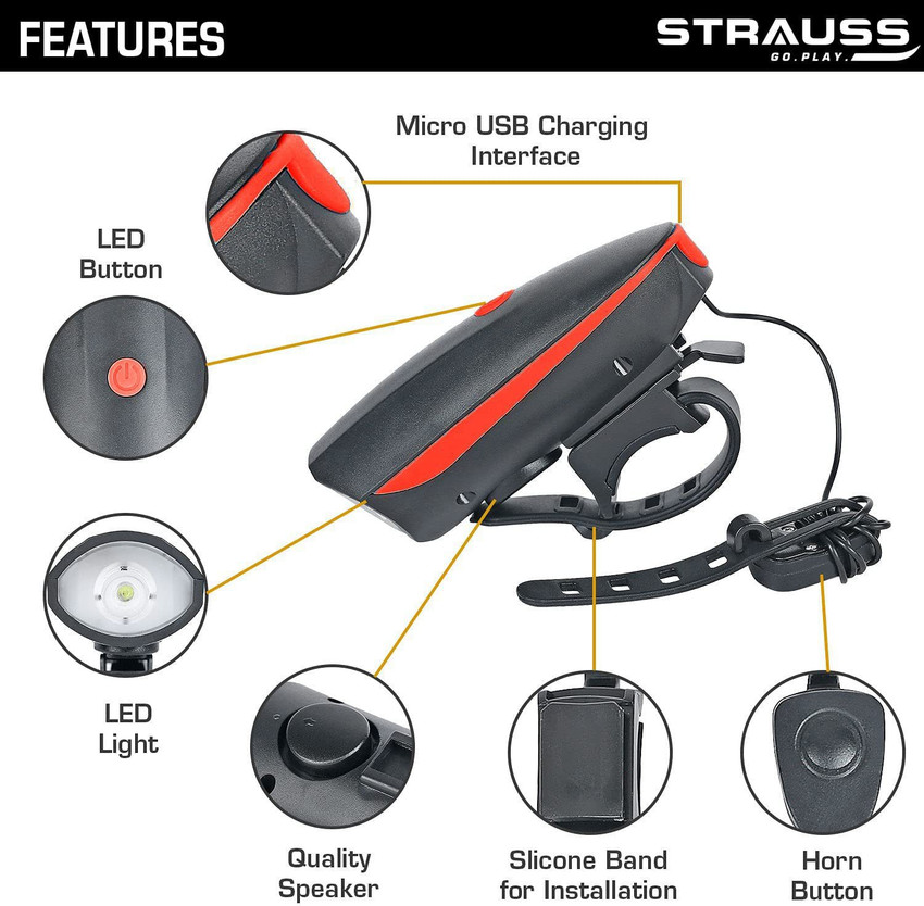 Strauss Rechargeable Cycle Light And Horn Cycle Horn Bicycle