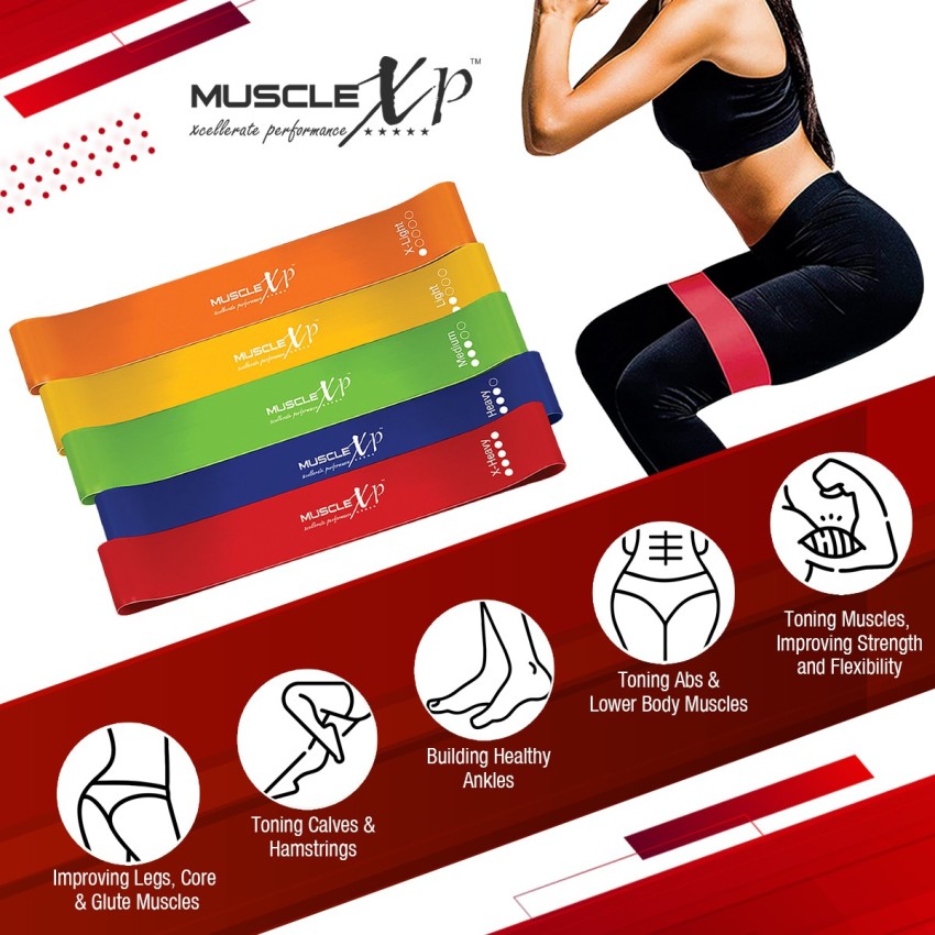 MuscleXP Drfitness+ Hip Loop Fabric Resistance Band For Set Of 3, Hip Loop  Band (Low, Medium, Heavy)