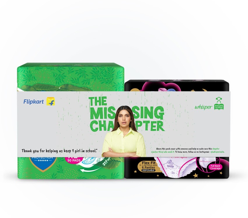 Whisper Ultra Clean XL+ 50s + Bindazzz Nights Period Panties Bhumi Pednekar  Special Pack Sanitary Pad, Buy Women Hygiene products online in India